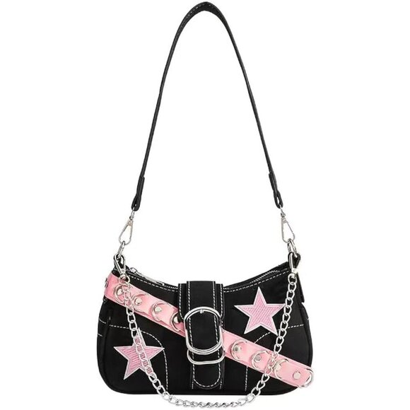 Accessories - Y2K Purse Black Crossbody Punk Goth Shoulder Bag for Women Girls